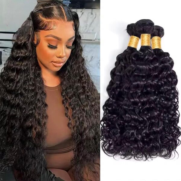 Virgin brazilian/peruvian Human Hair Extensions 1bundle (3pcs) 300g – water wave & deep wave